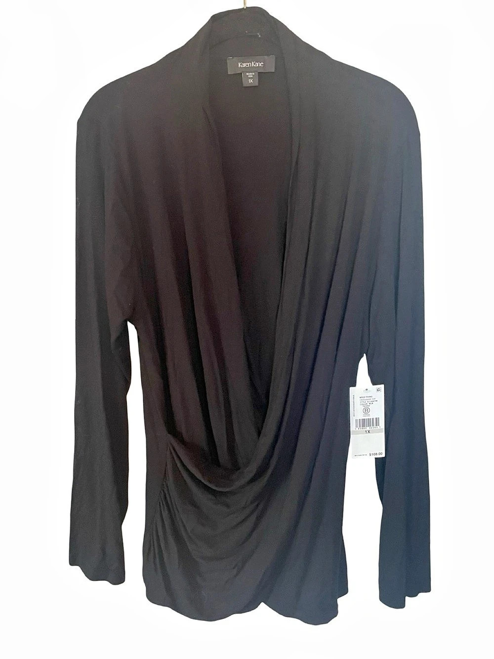Karen Kane Wild Thing Draped Tunic in Black Size 1X NWT
